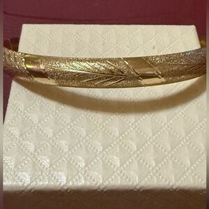 14k Yellow Gold Bangle Bracelet etched